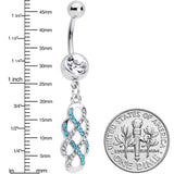 Clear Blue Gem Celtic Knot Dangle Belly Ring