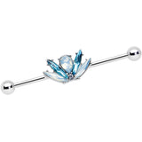 14G Blue White Faux Opal Baroque Beauty Industrial Barbell 38mm