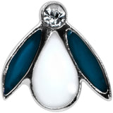 20G 7.5mm Clear Gem Blue White Leaves L Shaped Nose Ring