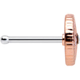 20G 7.5mm Clear Gem Rose Gold Tone Sailors Compass Nose Bone