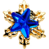 20G 7mm Blue Gem Gold Tone Star Nose Bone