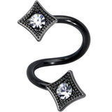Clear Gem Black Sandblasted Spiral Circle Belly Ring Set of 3