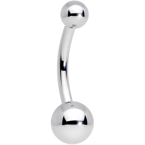14G 3/8 Grade 23 Small Ball Titanium Belly Ring Curved Barbell