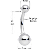 14G 3/8 Grade 23 Small Ball Titanium Belly Ring Curved Barbell