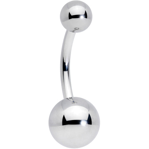 14G 3/8 Grade 23 Large Ball Titanium Belly Ring Curved Barbell