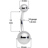 14G 7/16 Grade 23 Titanium Belly Ring Curved Barbell