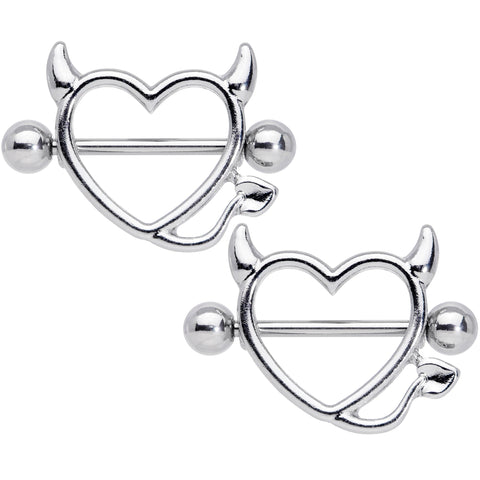 14G 5/8 Devil Heart Valentine Nipple Shield Set