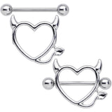 14G 5/8 Devil Heart Valentine Nipple Shield Set