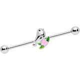 14G Bird Pink Flower Industrial Barbell 38mm