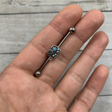 14G Aqua Orb Curvy Elephant Industrial Barbell 38mm