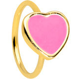 20G 5/16 Gold Tone Pink Heart Nose Hoop