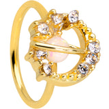 20G 5/16 Clear Gem Gold Tone Saturn Moon Nose Hoop