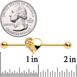 14G Clear Gem Gold Tone Angel Wing Heart Industrial Barbell 38mm