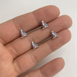 14G 5/8 Pink White Geology Barbell Nipple Ring Set