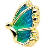 20G 1/4 Gold Tone Blues Butterfly Nose Bone