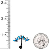 Clear Aqua Gem Black Clusters Belly Ring