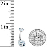 Clear CZ Gem Round Duo Internally Threaded Belly Ring