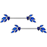 14G 9/16 Blue Gem Raindrop Cluster Barbell Nipple Ring Set