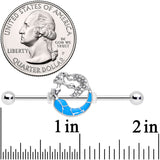14G Clear Gem Blue Curved Mermaid Industrial Barbell 38mm