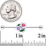 14G Clear Gem Fanciful Flowers Industrial Barbell 38mm