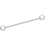 14G Aurora CZ Gem Threadless Industrial Barbell 38mm
