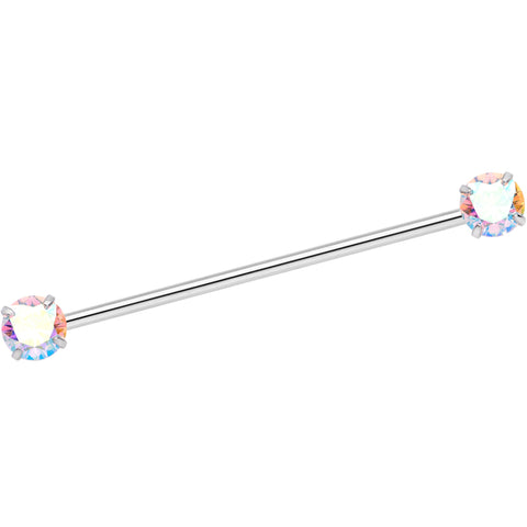 14G Aurora CZ Gem Threadless Industrial Barbell 38mm