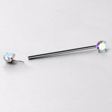 14G Aurora CZ Gem Threadless Industrial Barbell 38mm