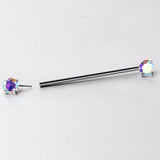14G Aurora CZ Gem Threadless Industrial Barbell 38mm