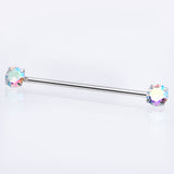 14G Aurora CZ Gem Threadless Industrial Barbell 38mm