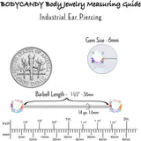 14G Aurora CZ Gem Threadless Industrial Barbell 38mm