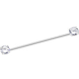 14G Clear CZ Gem Threadless Industrial Barbell 38mm