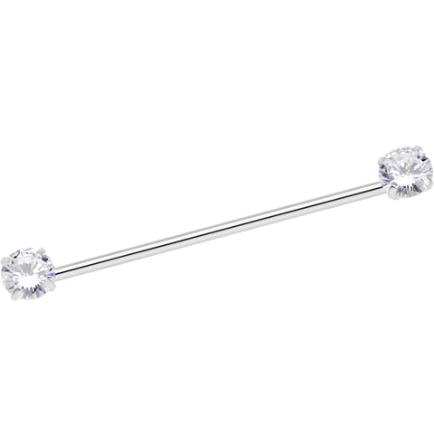 14G Clear CZ Gem Threadless Industrial Barbell 38mm