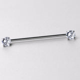14G Clear CZ Gem Threadless Industrial Barbell 38mm