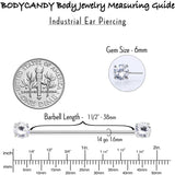 14G Clear CZ Gem Threadless Industrial Barbell 38mm