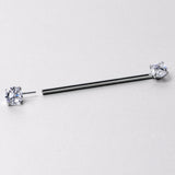 14G Clear CZ Gem Threadless Industrial Barbell 38mm
