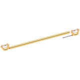14G Clear CZ Gem Gold Tone Threadless Industrial Barbell 38mm