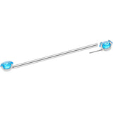 14G Aqua CZ Gem Threadless Industrial Barbell 38mm