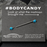 14G Aqua CZ Gem Threadless Industrial Barbell 38mm