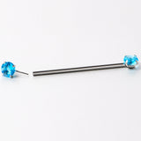 14G Aqua CZ Gem Threadless Industrial Barbell 38mm