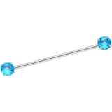 14G Aqua CZ Gem Threadless Industrial Barbell 38mm