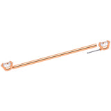 14G Clear CZ Gem Rose Gold Tone Threadless Industrial Barbell 38mm