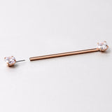 14G Clear CZ Gem Rose Gold Tone Threadless Industrial Barbell 38mm