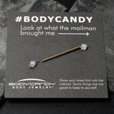 14G Clear CZ Gem Rainbow Threadless Industrial Barbell 38mm