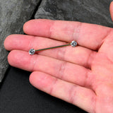 14G Clear CZ Gem Rainbow Threadless Industrial Barbell 38mm