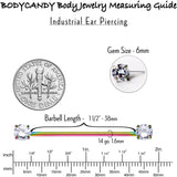 14G Clear CZ Gem Rainbow Threadless Industrial Barbell 38mm