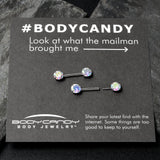 14G 1/2 Aurora CZ Gem Threadless Barbell Nipple Ring Set