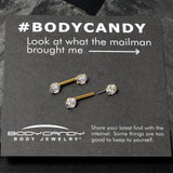 14G 1/2 Clear CZ Gem Gold Tone Threadless Nipple Ring Set