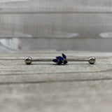 14G Blue Gem Leaf Cluster Industrial Barbell 38mm