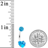 Blue CZ Gem Disco Ball Heart Belly Ring