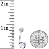 Clear CZ Gem Disco Ball Heart Belly Ring